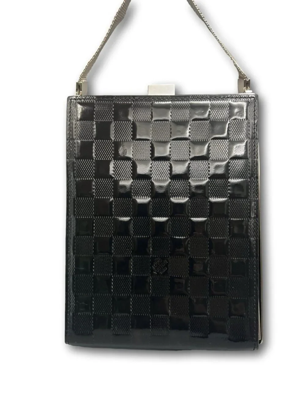 Louis Vuitton Damier Vernis Ange Black Patent Leather Evening Bag Clutch Rare